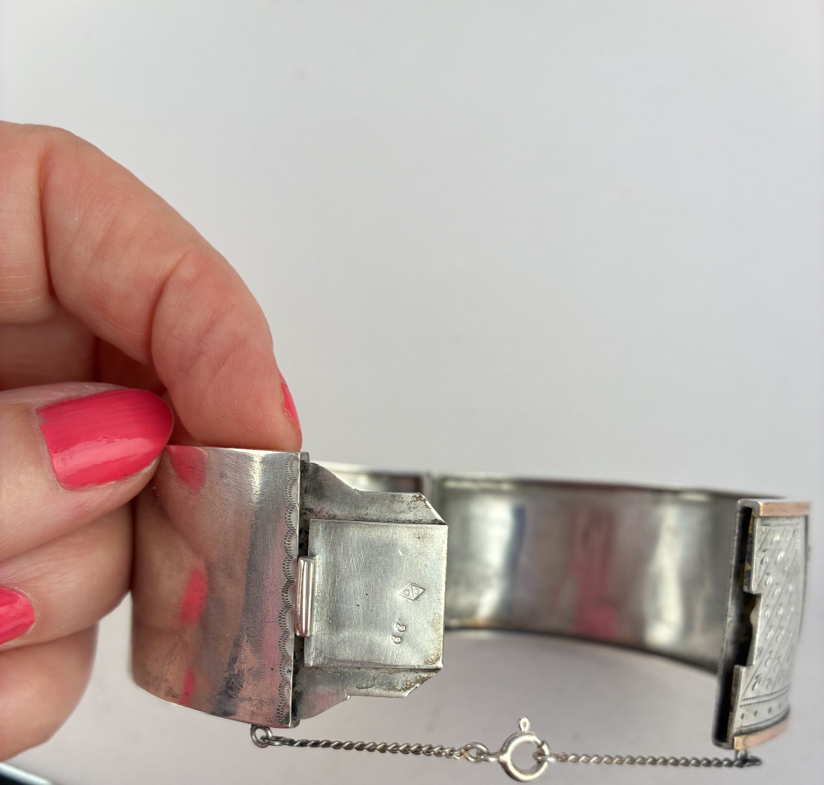 Bracelet rigide en argent et or du XIXème siècle-photo-4