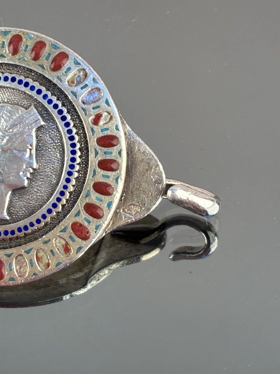 Bracelet en argent et émail  composé de cinq médaillons avec tête de Cérès.  M.O : GUEYTON-photo-4