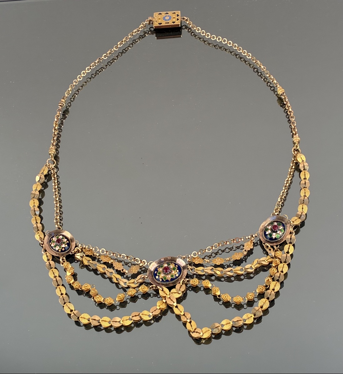 Collier dit "en esclavage" en or et émaux  d'époque XIXème siècle-photo-3