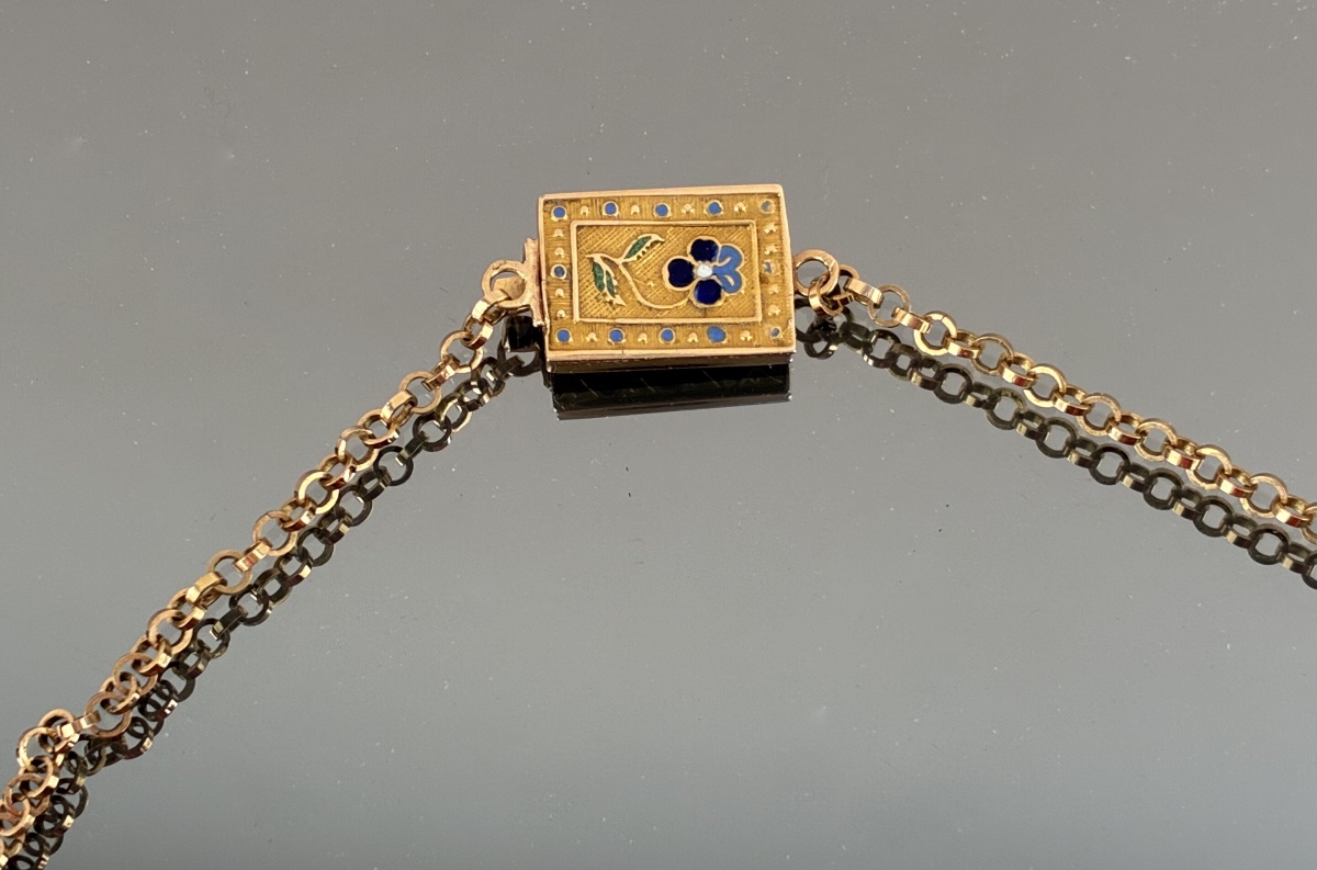 Collier dit "en esclavage" en or et émaux  d'époque XIXème siècle-photo-1
