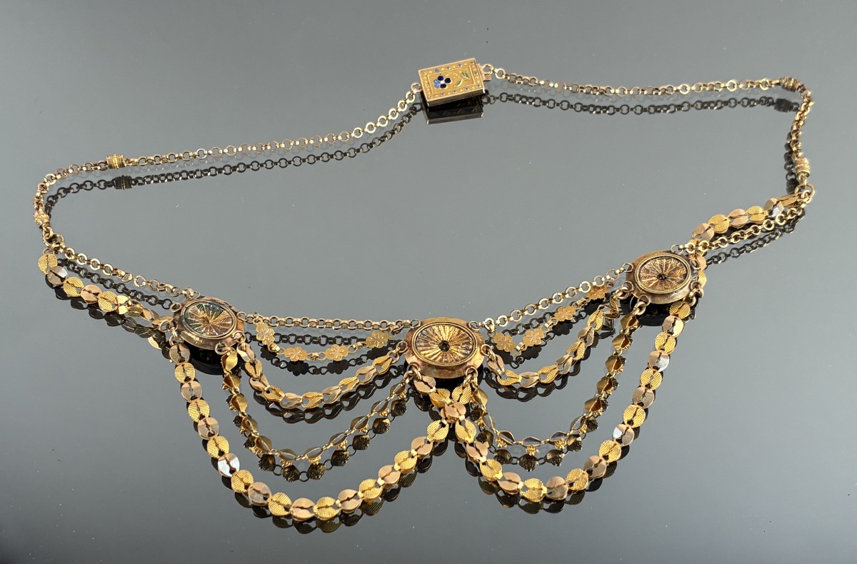 Collier dit "en esclavage" en or et émaux  d'époque XIXème siècle-photo-4