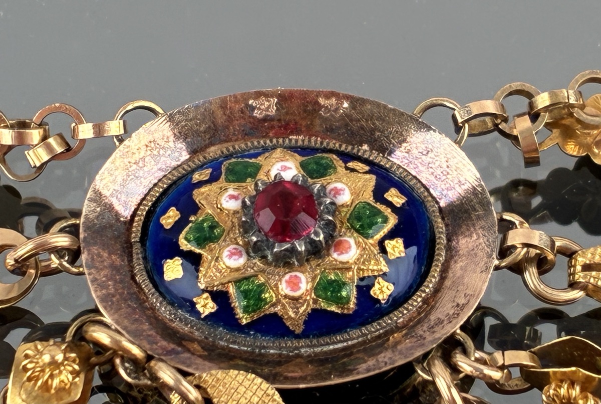 Collier dit "en esclavage" en or et émaux  d'époque XIXème siècle-photo-6