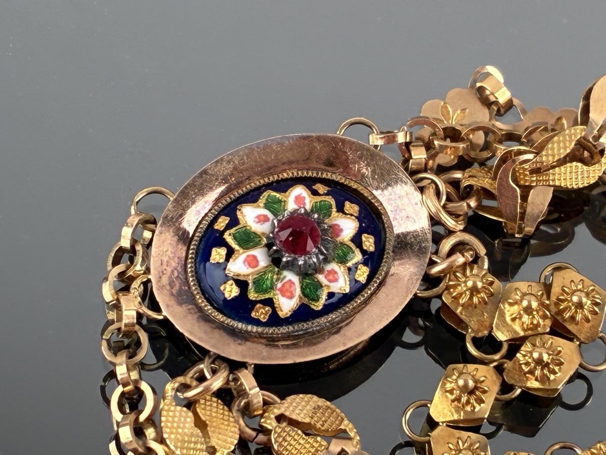 Collier dit "en esclavage" en or et émaux  d'époque XIXème siècle-photo-7