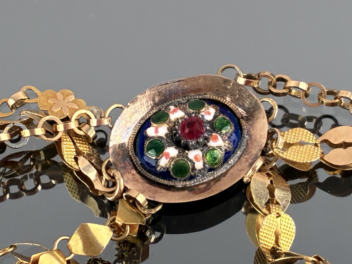 Collier dit "en esclavage" en or et émaux  d'époque XIXème siècle-photo-8