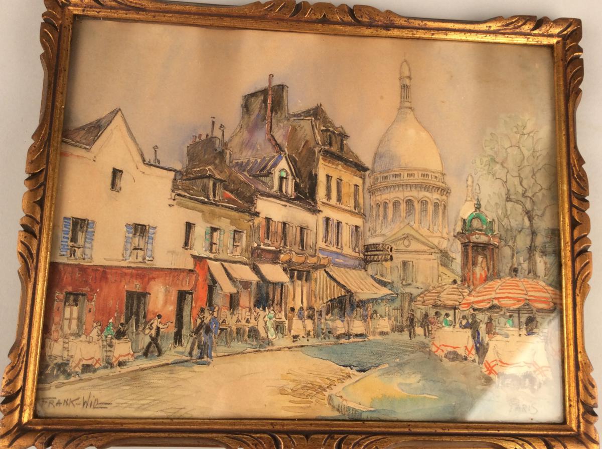 Frank Will Pair Of Watercolor Drawings Showing Views Of Paris-photo-2