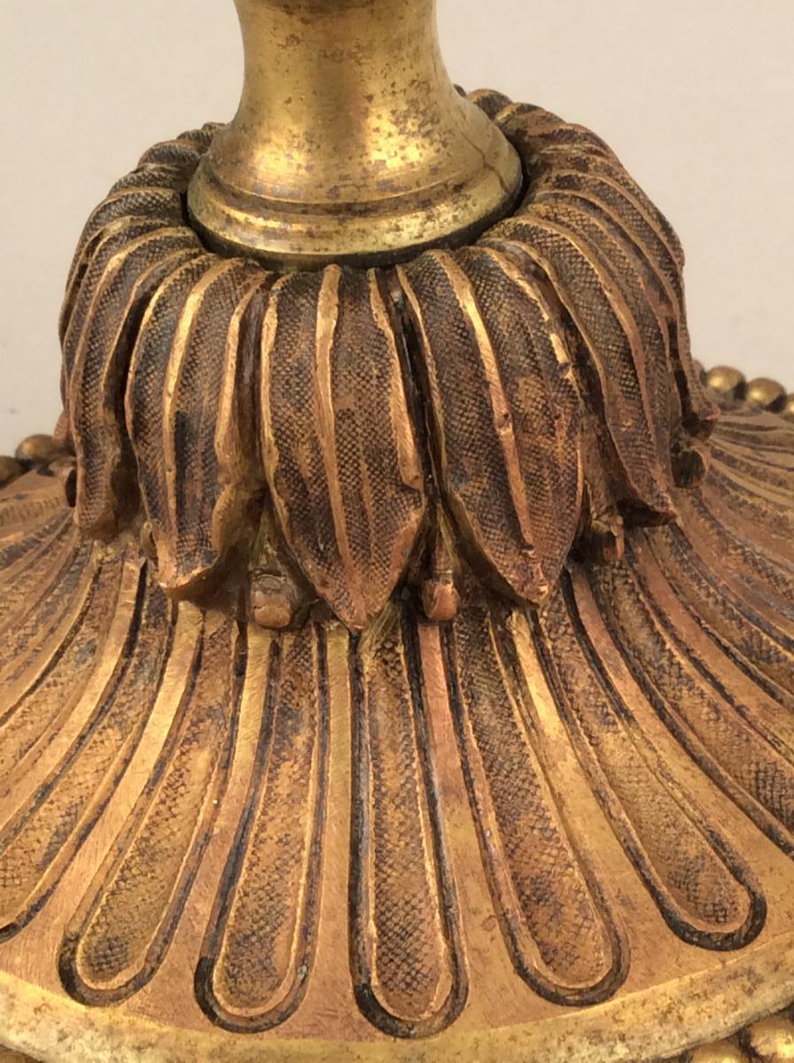 Pair Of Candlesticks In Bronze Dore Louis XVI Period-photo-4