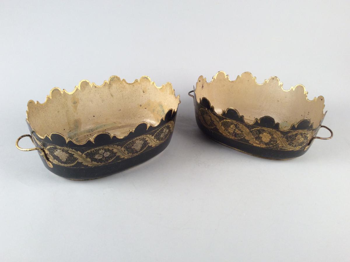 Pair Glass-coolers Sheet Metal Painted Nineteenth Century-photo-2