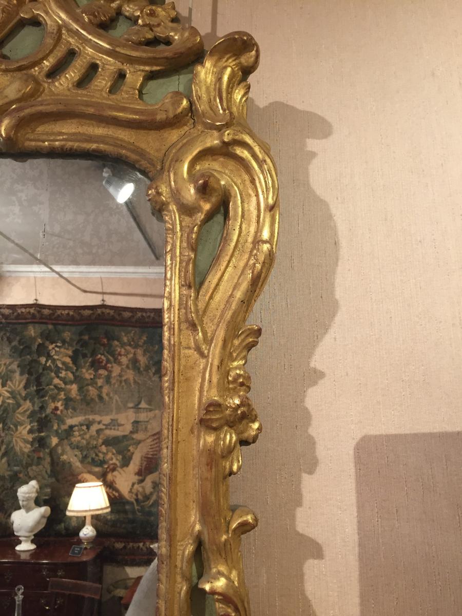 Miroir En Bois Doré d'époque Louis XV-photo-3