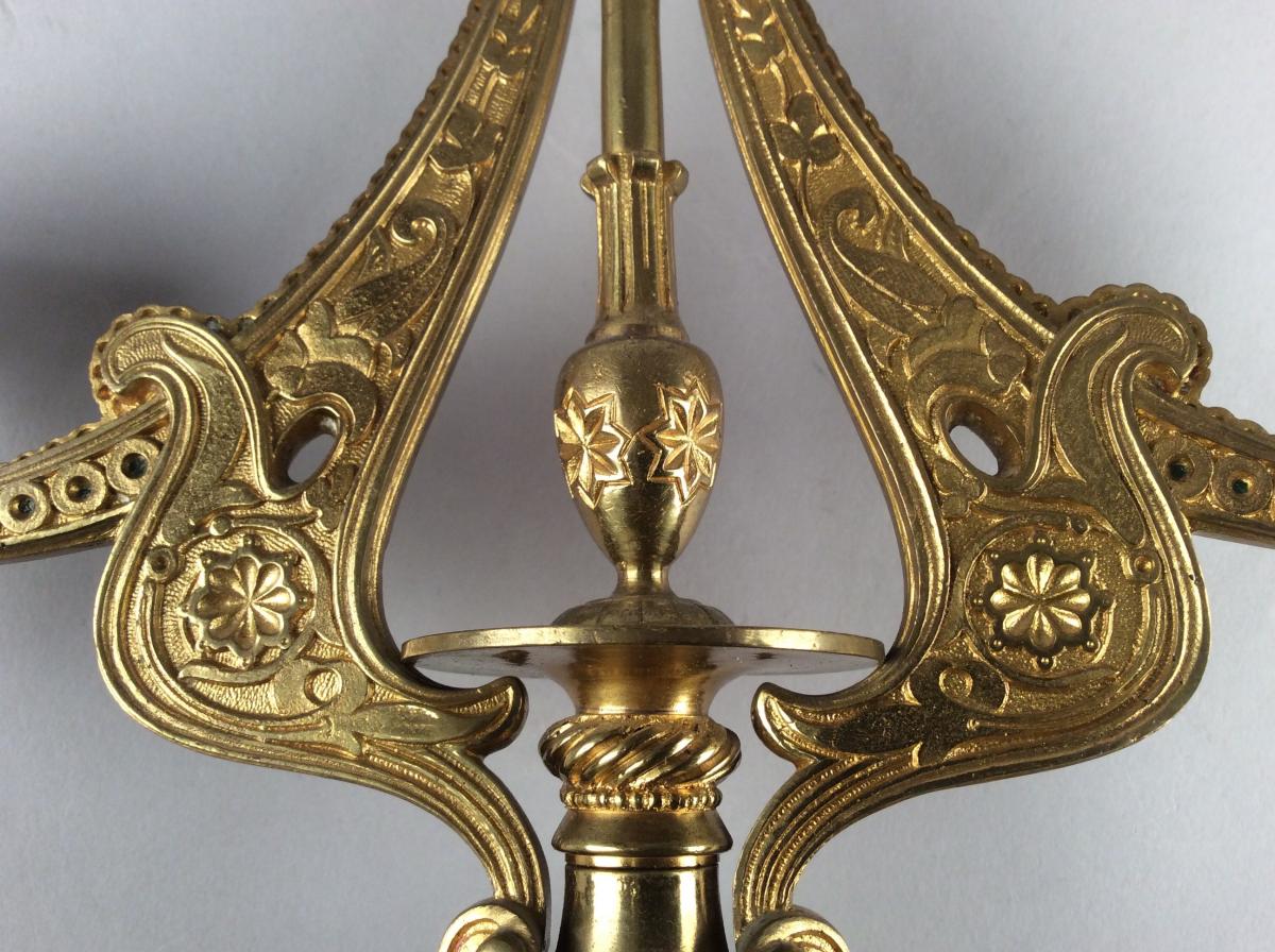 Pair Of Candlesticks In Two Branches, Late Nineteenth Century-photo-5