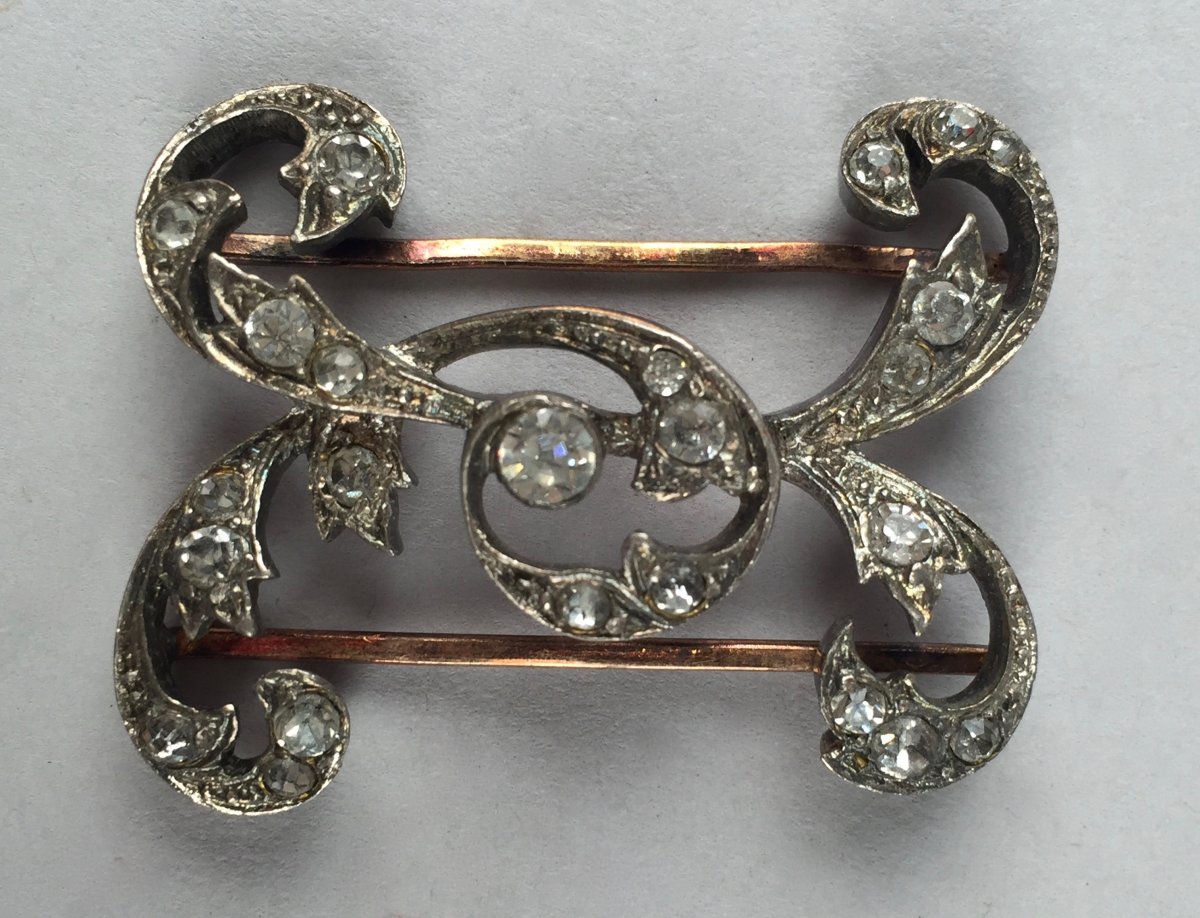 Pair Of Rhinestone Shoe Buckles From The Late XIXth  Century-photo-4