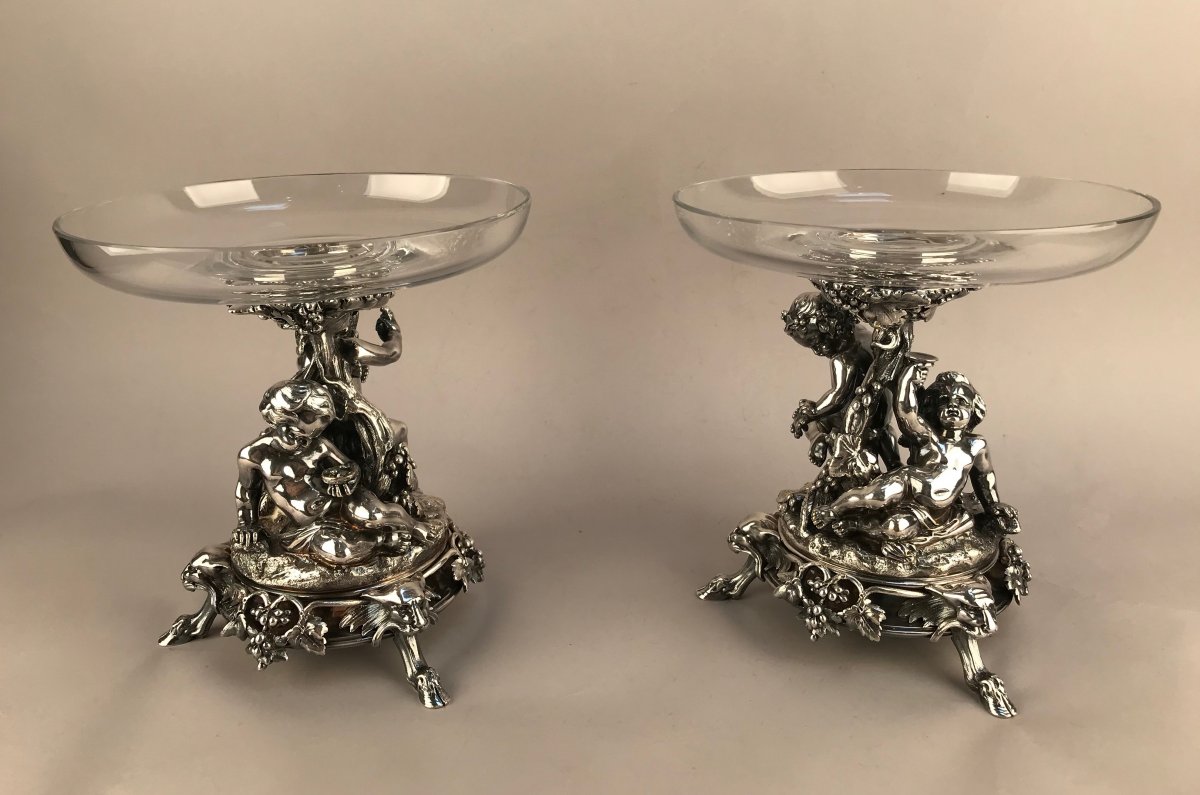 Christofle 1888. Pair Of Cups In Silver Bronze-photo-2