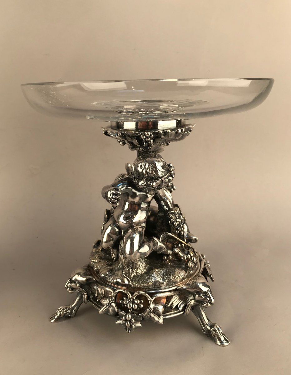 Christofle 1888. Pair Of Cups In Silver Bronze-photo-3