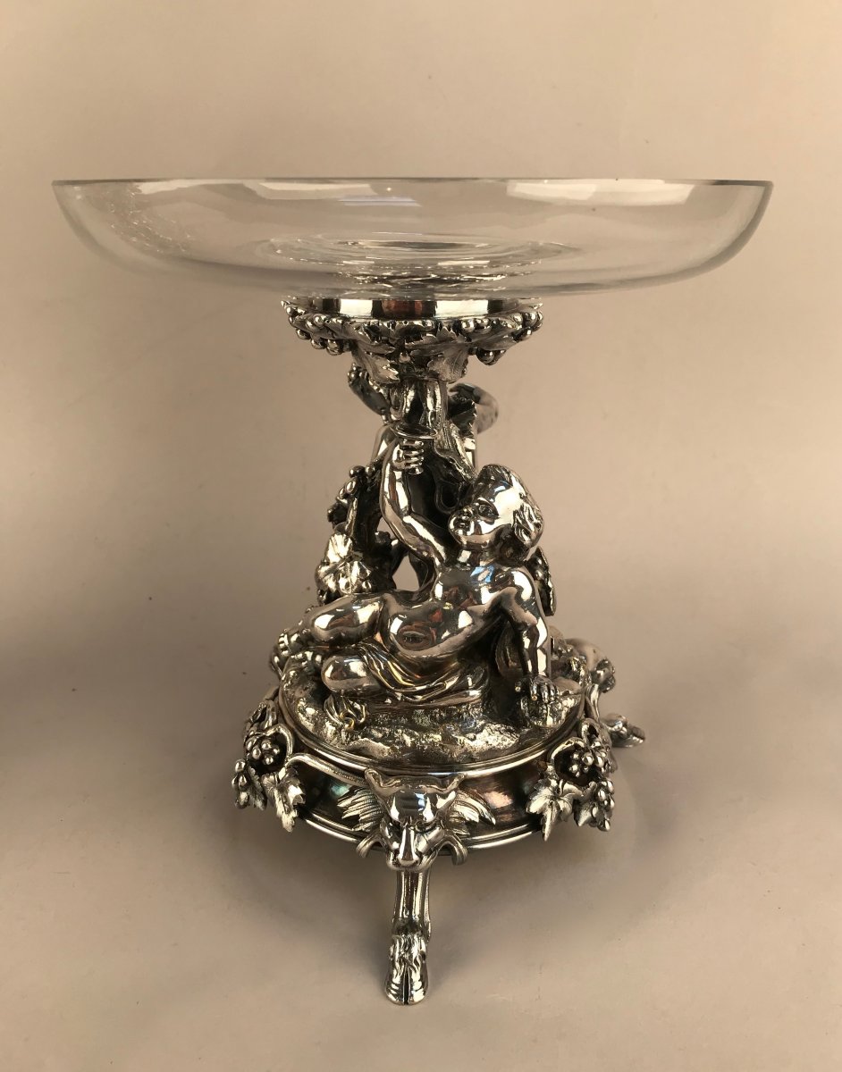Christofle 1888. Pair Of Cups In Silver Bronze-photo-2