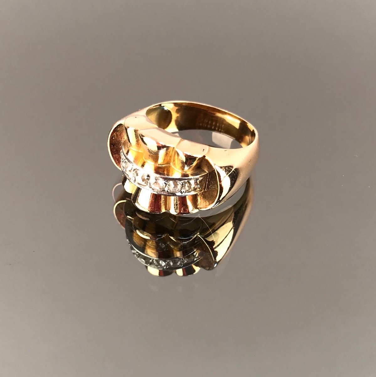 Tank Ring In Gold And Diamonds 1940-1950-photo-2