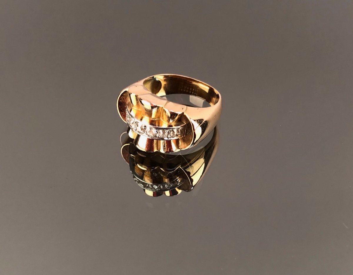 Tank Ring In Gold And Diamonds 1940-1950-photo-3