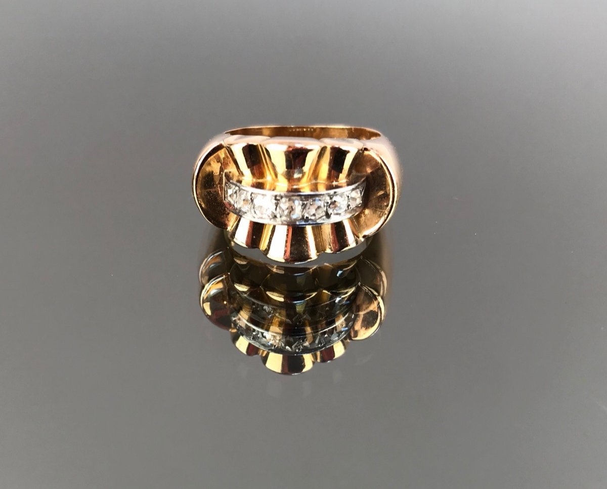 Tank Ring In Gold And Diamonds 1940-1950-photo-2