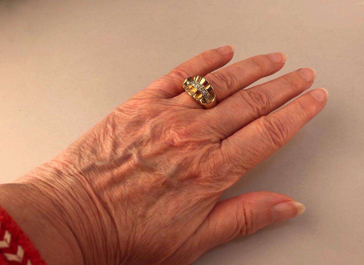 Tank Ring In Gold And Diamonds 1940-1950-photo-5