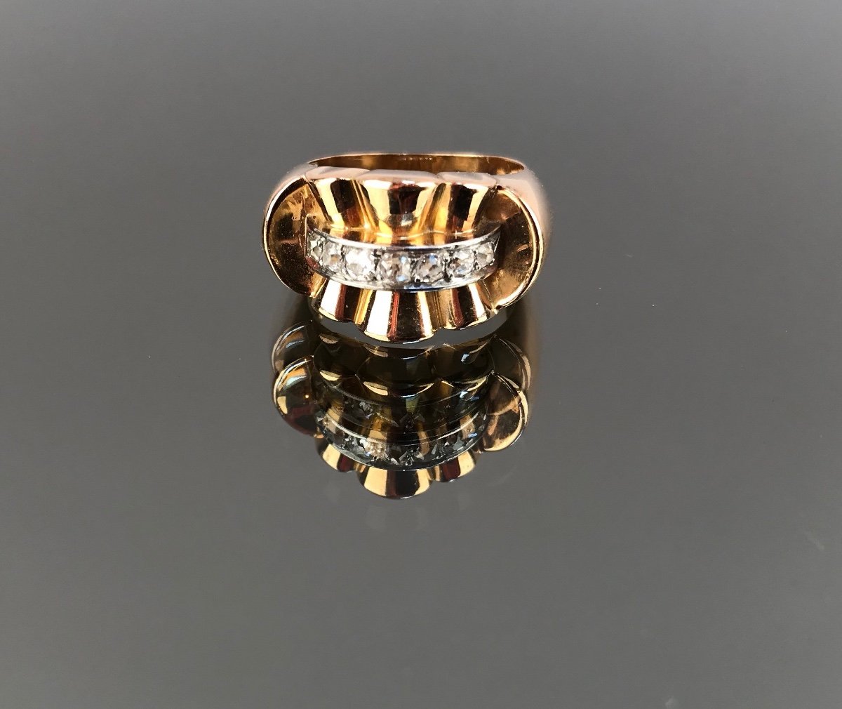 Tank Ring In Gold And Diamonds 1940-1950-photo-6