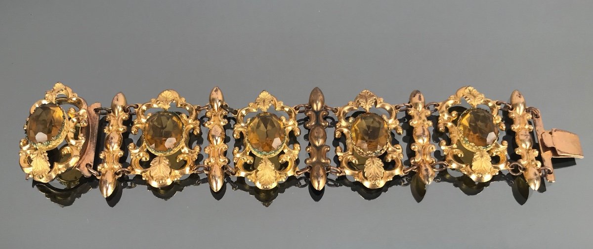 Bracelet In Pomponne And Yellow Stones From The Restoration Period-photo-2