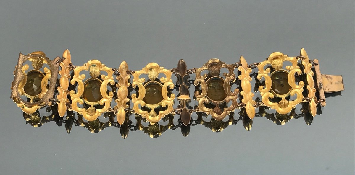 Bracelet In Pomponne And Yellow Stones From The Restoration Period-photo-4