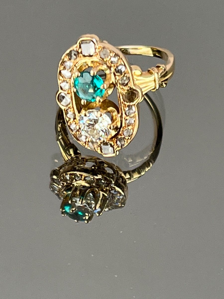 Ring In Gold, Diamonds And Emerald, Late Nineteenth Century-photo-2