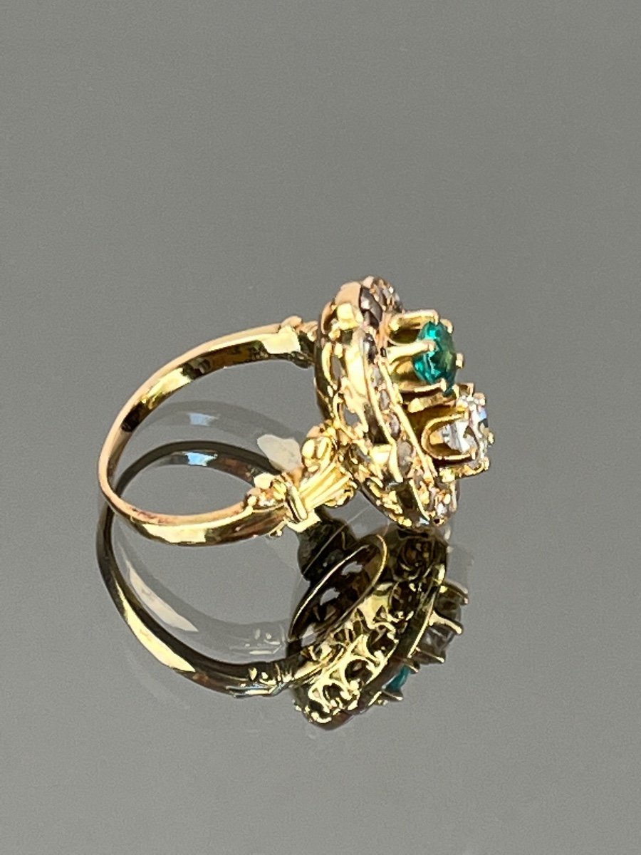 Ring In Gold, Diamonds And Emerald, Late Nineteenth Century-photo-3