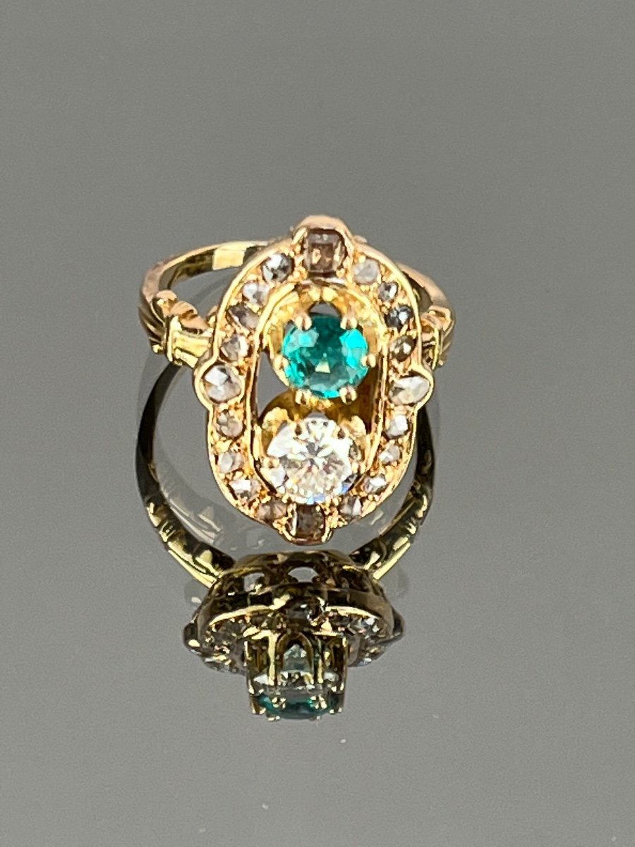 Ring In Gold, Diamonds And Emerald, Late Nineteenth Century