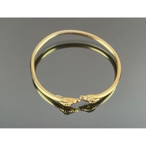 Gold Bangle Bracelet With Rams'heads