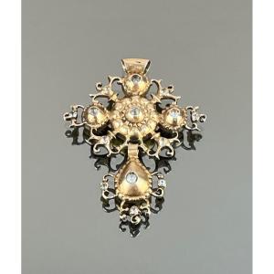 Croix De Saint-lô En Vermeil Et Strass, Normandie XIXème Siècle