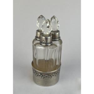 Perfume Cellar In Crystal And Sterling Silver 1900 Period