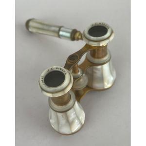 Pair Of Mother-of-pearl Theater Binoculars Signed Je Mielck Saint Petersburg