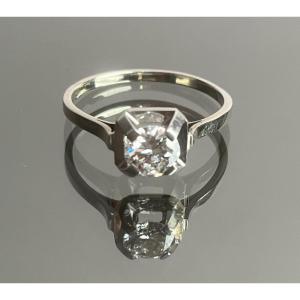 Solitaire Ring In White Gold And Platinum Art Deco Period