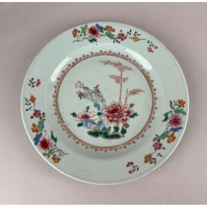 Plate Decorated With Peonies, Bamboo And Rock From The Compagnie Des Indes