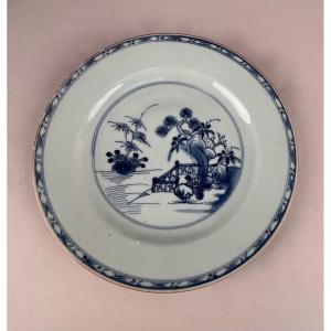 Assiette En Porcelaine  Bleu De Chine XVIIIème  Siècle  