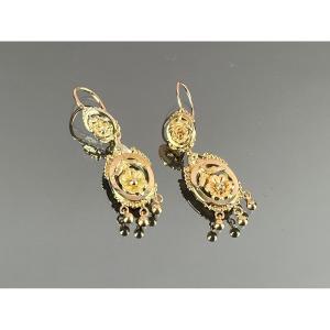 Pair Of Gold Ear Pendants From The 19th Century