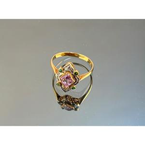 Vintage Gold Ring With Imitation Gemstones, Late 19th–early 20th Century