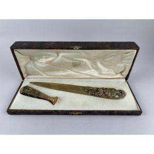 Bronze Desk Set Signed By Marionnet