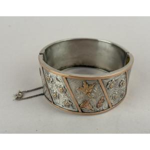 19th-century Silver And Gold Bangle Bracelet