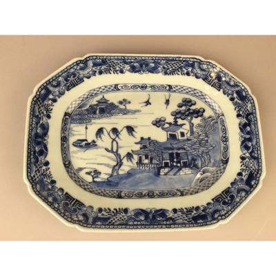China Rectangular Blue And White Dish XVIIIth Century