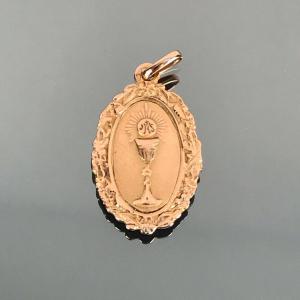 Médaille Ovale En Or De Première Communion