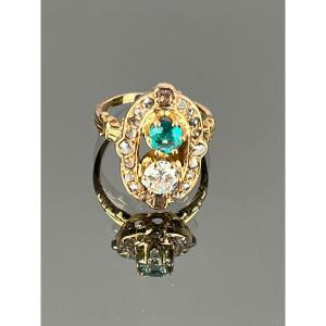 Ring In Gold, Diamonds And Emerald, Late Nineteenth Century