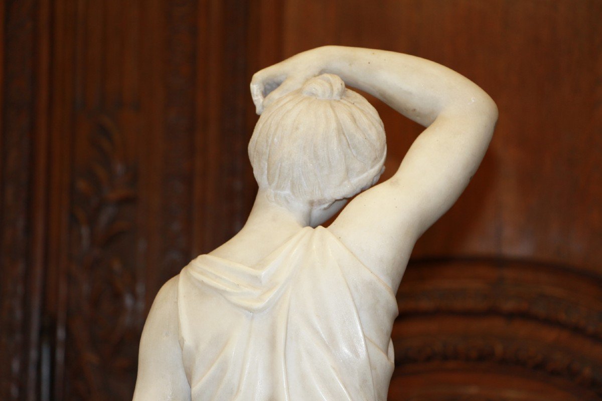Artémis, Marbre Néoclassique D’époque Fin XVIII° Siècle Début XIX° Siècle.-photo-4
