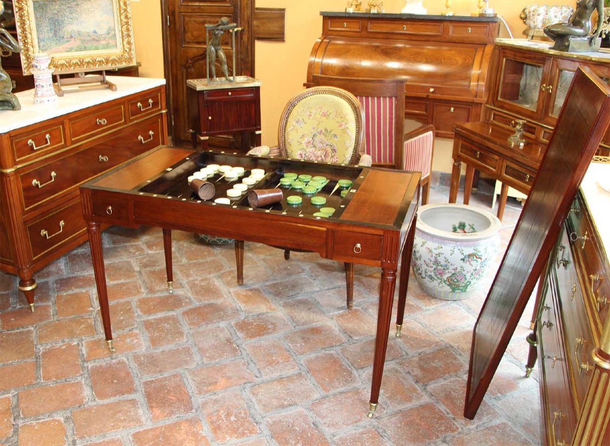 Table «tric-trac» Louis XVI Estampillé Vassou-photo-2