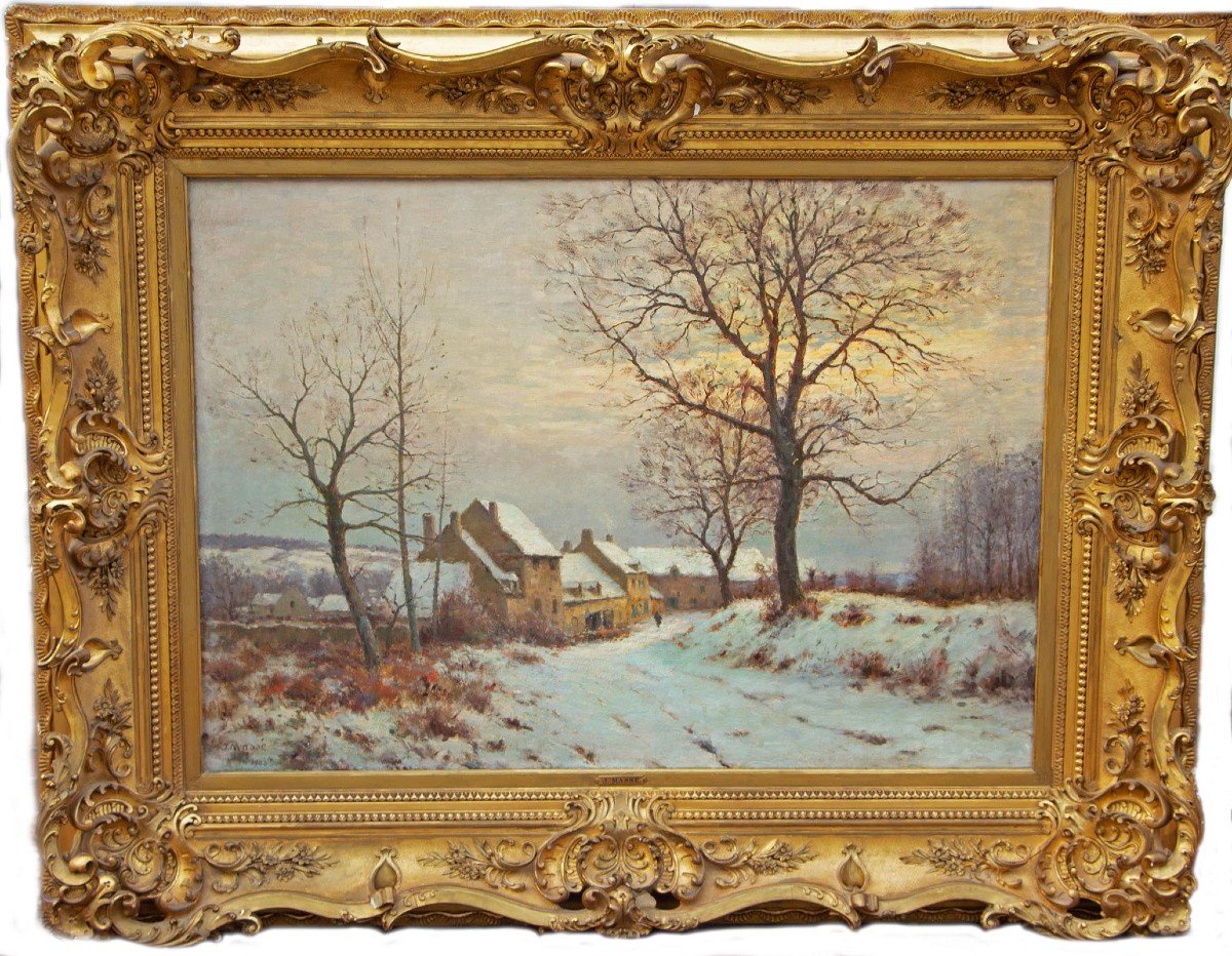 Jean Eugène Julien Massé (1856-1950) Snow Effect, Villenauxe, Dawn-photo-2