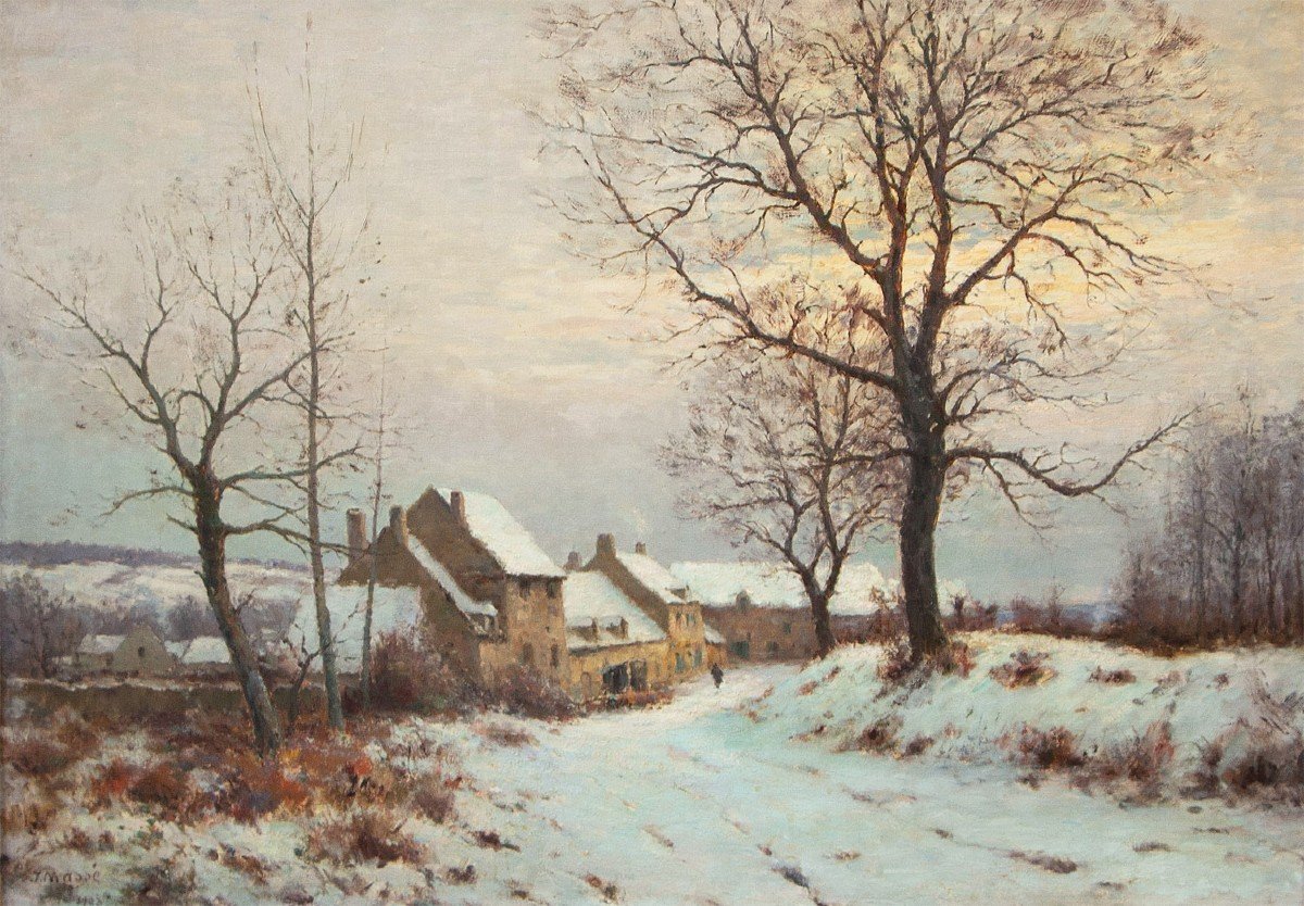 Jean Eugène Julien Massé (1856-1950) Snow Effect, Villenauxe, Dawn