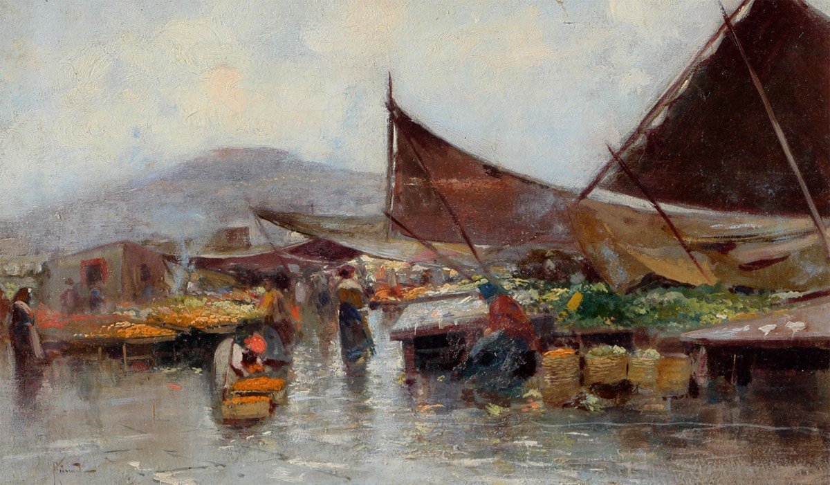 Oscar Ricciardi (1864-1935) Market Scene In Naples
