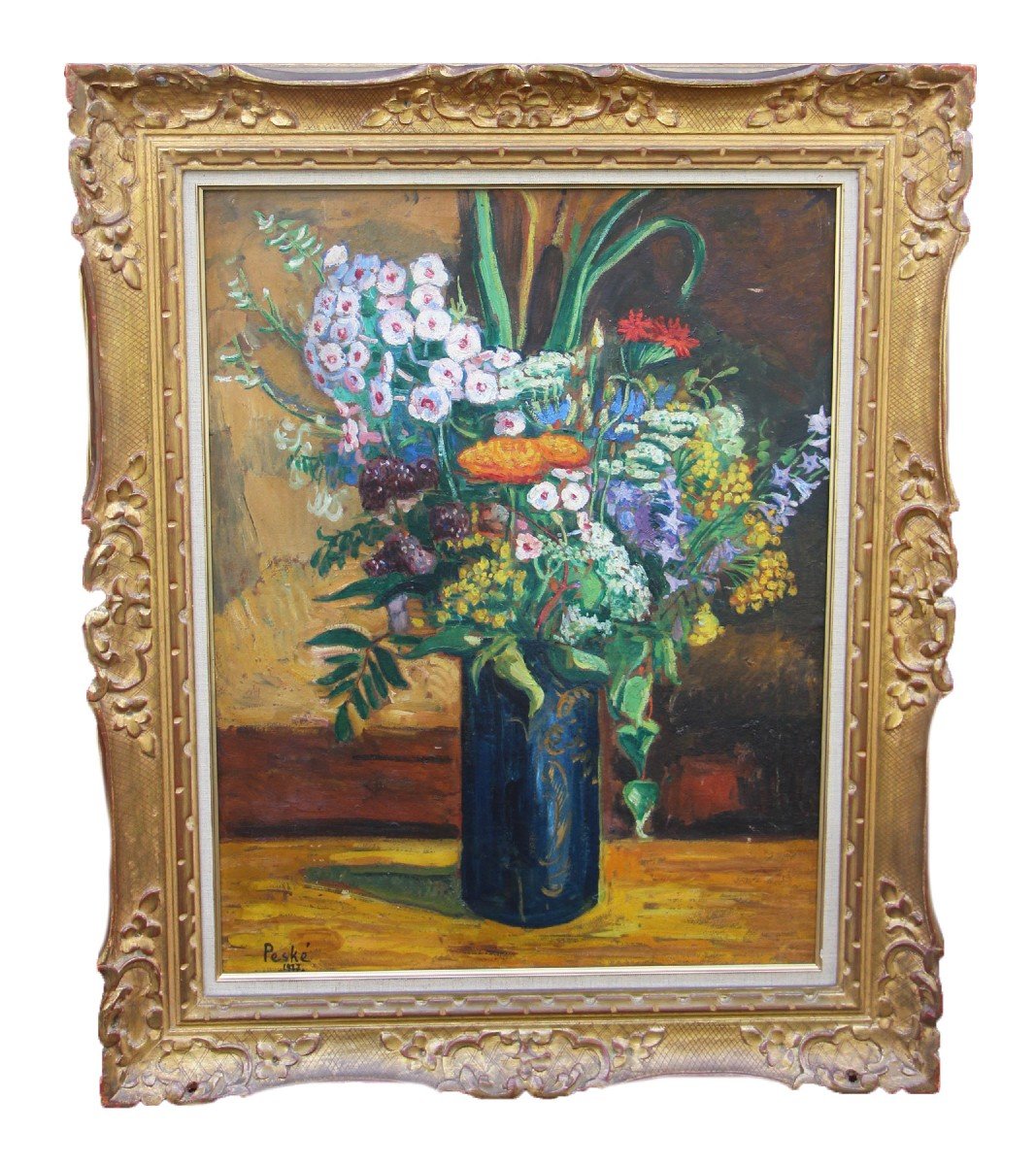 Jean Peské (1870-1949) Bouquet De Fleurs Dans Un Vase, 1927 -photo-2