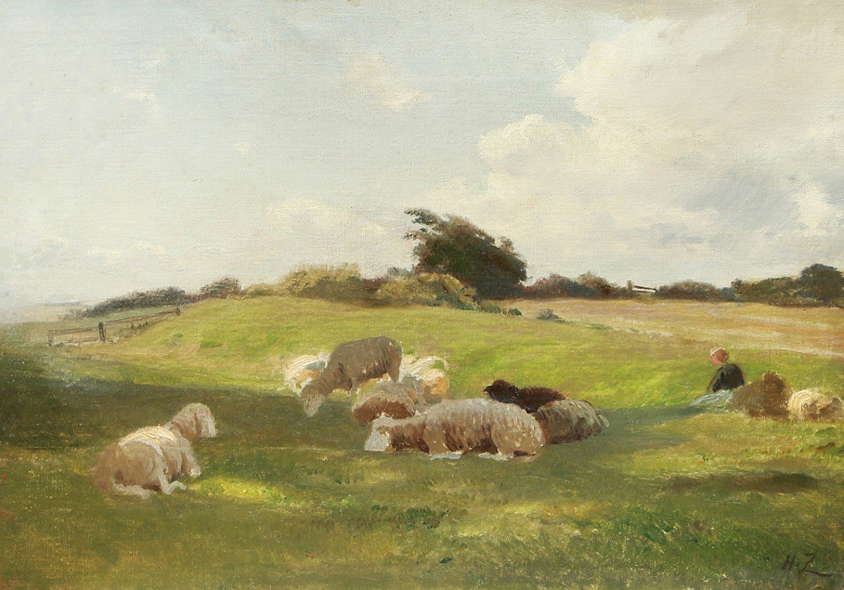 Henri Zuber (1844-1909), Bergère Et Ses Moutons