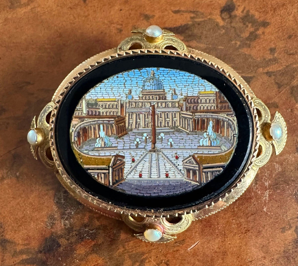 Oval Micro Mosaic Brooch 