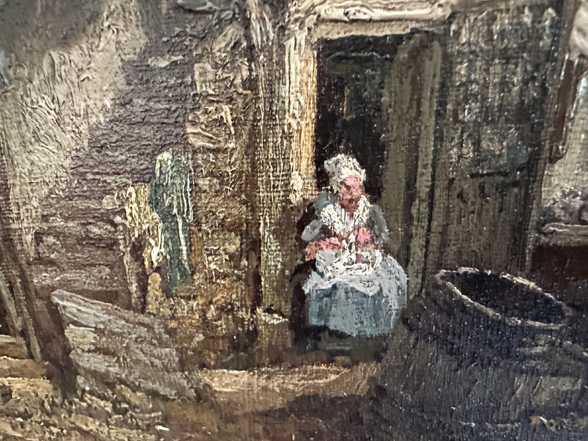 Alexandre-René Véron (1826-1897) La cour de ferme, 1897-photo-4